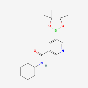 molecular formula C18H27BN2O3 B7958652 N-Cyclohexyl-5-(tetramethyl-1,3,2-dioxaborolan-2-yl)pyridine-3-carboxamide 