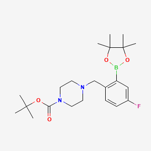 molecular formula C22H34BFN2O4 B7958675 tert-Butyl 4-{[4-fluoro-2-(tetramethyl-1,3,2-dioxaborolan-2-yl)phenyl]methyl}piperazine-1-carboxylate 