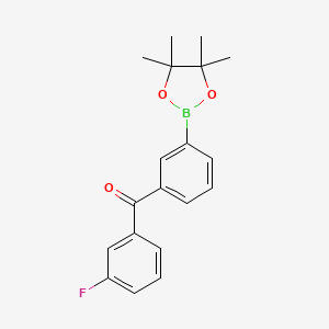 molecular formula C19H20BFO3 B7958691 2-{3-[(3-Fluorophenyl)carbonyl]phenyl}-4,4,5,5-tetramethyl-1,3,2-dioxaborolane 