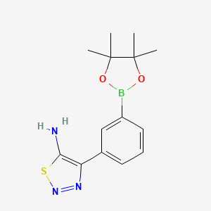 molecular formula C14H18BN3O2S B7958702 4-[3-(Tetramethyl-1,3,2-dioxaborolan-2-yl)phenyl]-1,2,3-thiadiazol-5-amine 
