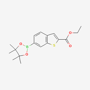 molecular formula C17H21BO4S B7958707 Ethyl 6-(tetramethyl-1,3,2-dioxaborolan-2-yl)-1-benzothiophene-2-carboxylate 