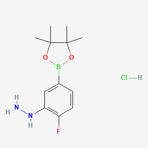 molecular formula C12H19BClFN2O2 B7958722 [2-Fluoro-5-(tetramethyl-1,3,2-dioxaborolan-2-yl)phenyl]hydrazine hydrochloride 