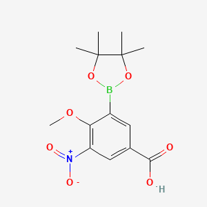 molecular formula C14H18BNO7 B7958759 4-Methoxy-3-nitro-5-(tetramethyl-1,3,2-dioxaborolan-2-yl)benzoic acid 