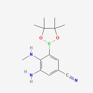 molecular formula C14H20BN3O2 B7958774 3-Amino-4-(methylamino)-5-(tetramethyl-1,3,2-dioxaborolan-2-yl)benzonitrile 