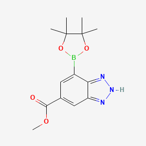 molecular formula C14H18BN3O4 B7958783 Methyl 7-(tetramethyl-1,3,2-dioxaborolan-2-yl)-1H-1,2,3-benzotriazole-5-carboxylate 