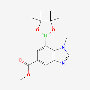 molecular formula C16H21BN2O4 B7958792 Methyl 1-methyl-7-(tetramethyl-1,3,2-dioxaborolan-2-yl)-1,3-benzodiazole-5-carboxylate 