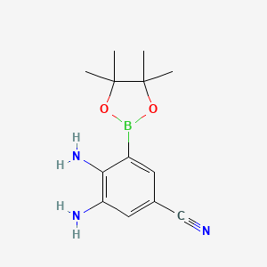 molecular formula C13H18BN3O2 B7958802 3,4-Diamino-5-(tetramethyl-1,3,2-dioxaborolan-2-yl)benzonitrile 
