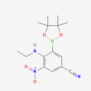molecular formula C15H20BN3O4 B7958807 4-(Ethylamino)-3-nitro-5-(tetramethyl-1,3,2-dioxaborolan-2-yl)benzonitrile 