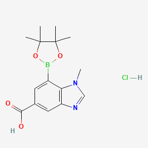 1-Methyl-7-(tetramethyl-1,3,2-dioxaborolan-2-yl)-1,3-benzodiazole-5-carboxylic acid hydrochloride