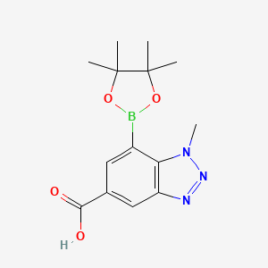 molecular formula C14H18BN3O4 B7958829 1-Methyl-7-(tetramethyl-1,3,2-dioxaborolan-2-yl)-1,2,3-benzotriazole-5-carboxylic acid 
