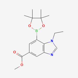 molecular formula C17H23BN2O4 B7958836 Methyl 1-ethyl-7-(tetramethyl-1,3,2-dioxaborolan-2-yl)-1,3-benzodiazole-5-carboxylate 