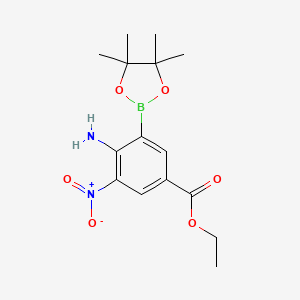 molecular formula C15H21BN2O6 B7958847 Ethyl 4-amino-3-nitro-5-(tetramethyl-1,3,2-dioxaborolan-2-yl)benzoate 