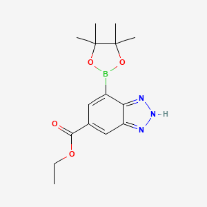 molecular formula C15H20BN3O4 B7958868 Ethyl 7-(tetramethyl-1,3,2-dioxaborolan-2-yl)-1H-1,2,3-benzotriazole-5-carboxylate 