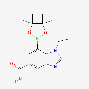 molecular formula C17H23BN2O4 B7958904 1-Ethyl-2-methyl-7-(tetramethyl-1,3,2-dioxaborolan-2-yl)-1,3-benzodiazole-5-carboxylic acid 