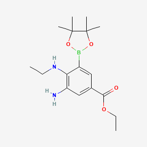 molecular formula C17H27BN2O4 B7958908 Ethyl 3-amino-4-(ethylamino)-5-(tetramethyl-1,3,2-dioxaborolan-2-yl)benzoate 