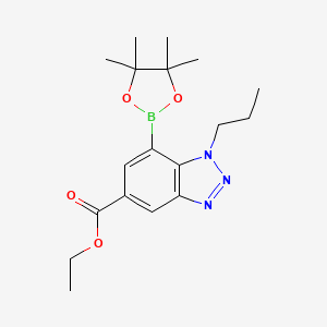 molecular formula C18H26BN3O4 B7958928 Ethyl 1-propyl-7-(tetramethyl-1,3,2-dioxaborolan-2-yl)-1,2,3-benzotriazole-5-carboxylate 
