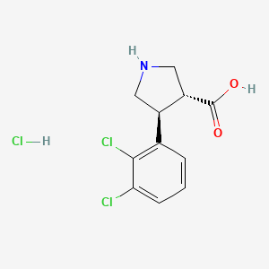 molecular formula C11H12Cl3NO2 B7959024 (3R,4S)-4-(2,3-dichlorophenyl)pyrrolidine-3-carboxylic acid;hydrochloride 