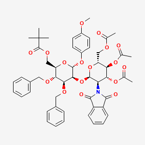 molecular formula C52H57NO17 B7959084 4-Methoxyphenyl 2-o-(3,4,6-tri-o-acetyl-2-deoxy-2-phthalimido-alpha-d-glucopyranosyl)-3,6-di-o-benzyl-4-o-pivaloy-alpha-d-mannopyranoside 