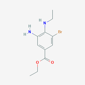 molecular formula C11H15BrN2O2 B7959310 Ethyl 3-amino-5-bromo-4-(ethylamino)benzoate 