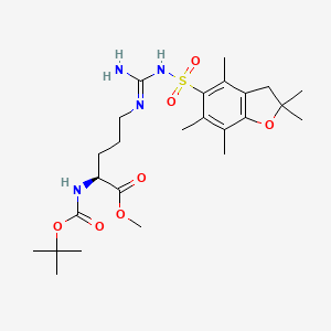 molecular formula C25H40N4O7S B7959457 methyl (2S)-2-{[(tert-butoxy)carbonyl]amino}-5-[3-(2,2,4,6,7-pentamethyl-3H-1-benzofuran-5-sulfonyl)carbamimidamido]pentanoate 
