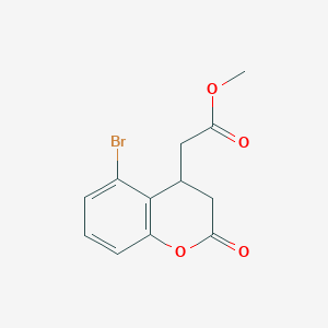 molecular formula C12H11BrO4 B7959566 Methyl 2-(5-bromo-2-oxo-3,4-dihydro-1-benzopyran-4-YL)acetate 
