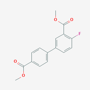 molecular formula C16H13FO4 B7959648 Methyl 2-fluoro-5-[4-(methoxycarbonyl)phenyl]benzoate 