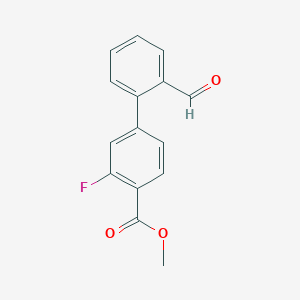 molecular formula C15H11FO3 B7959672 Methyl 2-fluoro-4-(2-formylphenyl)benzoate 