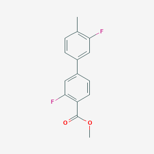 molecular formula C15H12F2O2 B7959683 Methyl 2-fluoro-4-(3-fluoro-4-methylphenyl)benzoate 