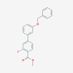 molecular formula C21H17FO3 B7959684 Methyl 4-[3-(benzyloxy)phenyl]-2-fluorobenzoate 