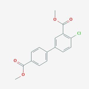 molecular formula C16H13ClO4 B7959692 Methyl 2-chloro-5-[4-(methoxycarbonyl)phenyl]benzoate 