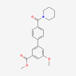 molecular formula C21H23NO4 B7959698 Methyl 3-methoxy-5-{4-[(piperidin-1-yl)carbonyl]phenyl}benzoate 