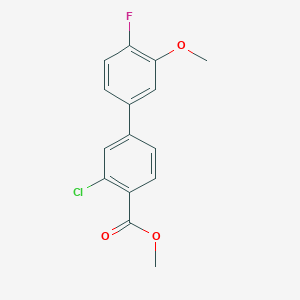 molecular formula C15H12ClFO3 B7959735 Methyl 2-chloro-4-(4-fluoro-3-methoxyphenyl)benzoate CAS No. 1820641-60-8