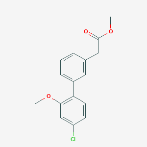 molecular formula C16H15ClO3 B7959757 Methyl 2-[3-(4-chloro-2-methoxyphenyl)phenyl]acetate 