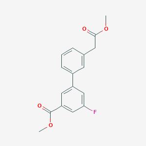 molecular formula C17H15FO4 B7959774 Methyl 3-fluoro-5-[3-(2-methoxy-2-oxoethyl)phenyl]benzoate 