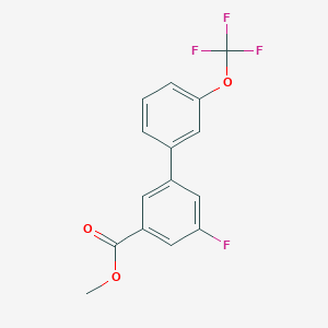molecular formula C15H10F4O3 B7959828 5-Fluoro-3'-(trifluoromethoxy)biphenyl-3-carboxylic acid methyl ester 