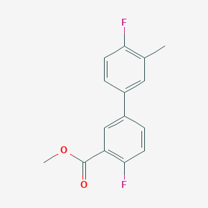 molecular formula C15H12F2O2 B7959843 Methyl 2-fluoro-5-(4-fluoro-3-methylphenyl)benzoate 