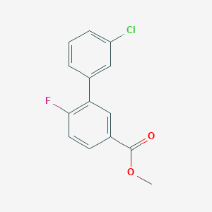 molecular formula C14H10ClFO2 B7959899 Methyl 3-(3-chlorophenyl)-4-fluorobenzoate 