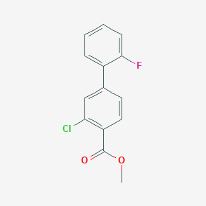 molecular formula C14H10ClFO2 B7959901 Methyl 2-chloro-4-(2-fluorophenyl)benzoate 
