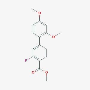 molecular formula C16H15FO4 B7959924 Methyl 4-(2,4-dimethoxyphenyl)-2-fluorobenzoate 