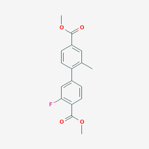 molecular formula C17H15FO4 B7959944 Methyl 2-fluoro-4-[4-(methoxycarbonyl)-2-methylphenyl]benzoate 