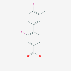 molecular formula C15H12F2O2 B7960003 Methyl 3-fluoro-4-(4-fluoro-3-methylphenyl)benzoate 
