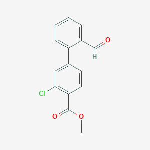 molecular formula C15H11ClO3 B7960026 Methyl 2-chloro-4-(2-formylphenyl)benzoate 