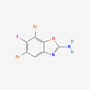 molecular formula C7H3Br2FN2O B7960090 5,7-Dibromo-6-fluoro-1,3-benzoxazol-2-amine 