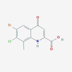 molecular formula C11H7BrClNO3 B7960206 6-Bromo-7-chloro-8-methyl-4-oxo-1H-quinoline-2-carboxylic acid 