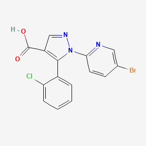 molecular formula C15H9BrClN3O2 B7960210 1-(5-Bromopyridin-2-YL)-5-(2-chlorophenyl)pyrazole-4-carboxylic acid CAS No. 1820684-92-1