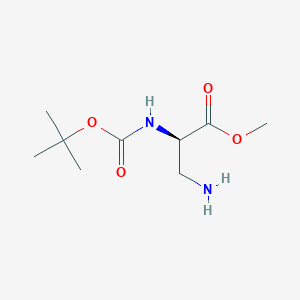 molecular formula C9H18N2O4 B7960487 (R)-Methyl 3-amino-2-((tert-butoxycarbonyl)amino)propanoate 