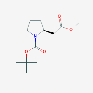 molecular formula C12H21NO4 B7960571 (2S)-1-(tert-Butoxycarbonyl)pyrrolidine-2-acetic acid methyl ester 