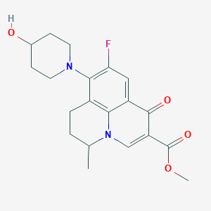 molecular formula C20H23FN2O4 B7960576 Methyl 7-fluoro-8-(4-hydroxypiperidin-1-yl)-12-methyl-4-oxo-1-azatricyclo[7.3.1.0^{5,13}]trideca-2,5(13),6,8-tetraene-3-carboxylate 