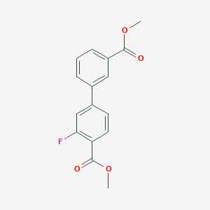 molecular formula C16H13FO4 B7960598 Methyl 2-fluoro-4-[3-(methoxycarbonyl)phenyl]benzoate 