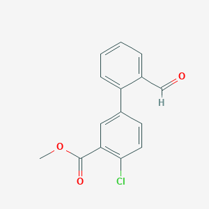molecular formula C15H11ClO3 B7960604 Methyl 2-chloro-5-(2-formylphenyl)benzoate CAS No. 1820673-88-8